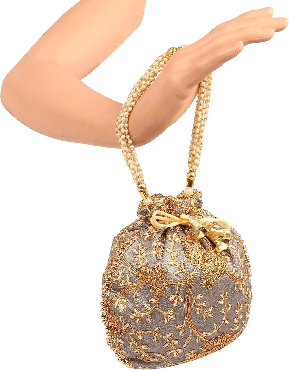 Touchstone Traditional Indian Hand Embroidered Jewelry Sweet Distribution Drawstring Fancy Colourful Purses Pouch for Women.