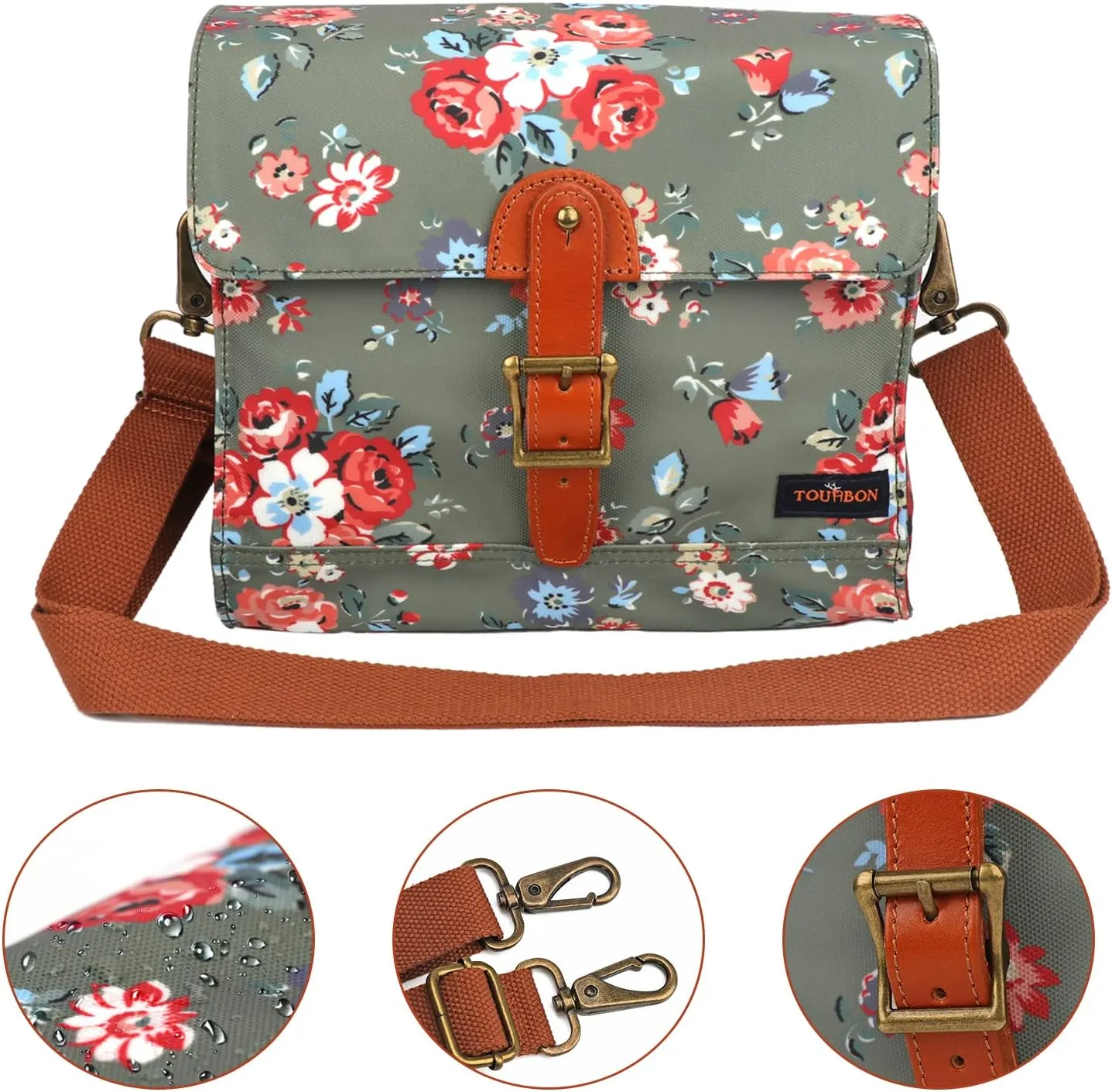 TOURBON Canvas Cycling Bike Handlebar Bag Bicycle Saddlebags Shoulder Messenger Storage