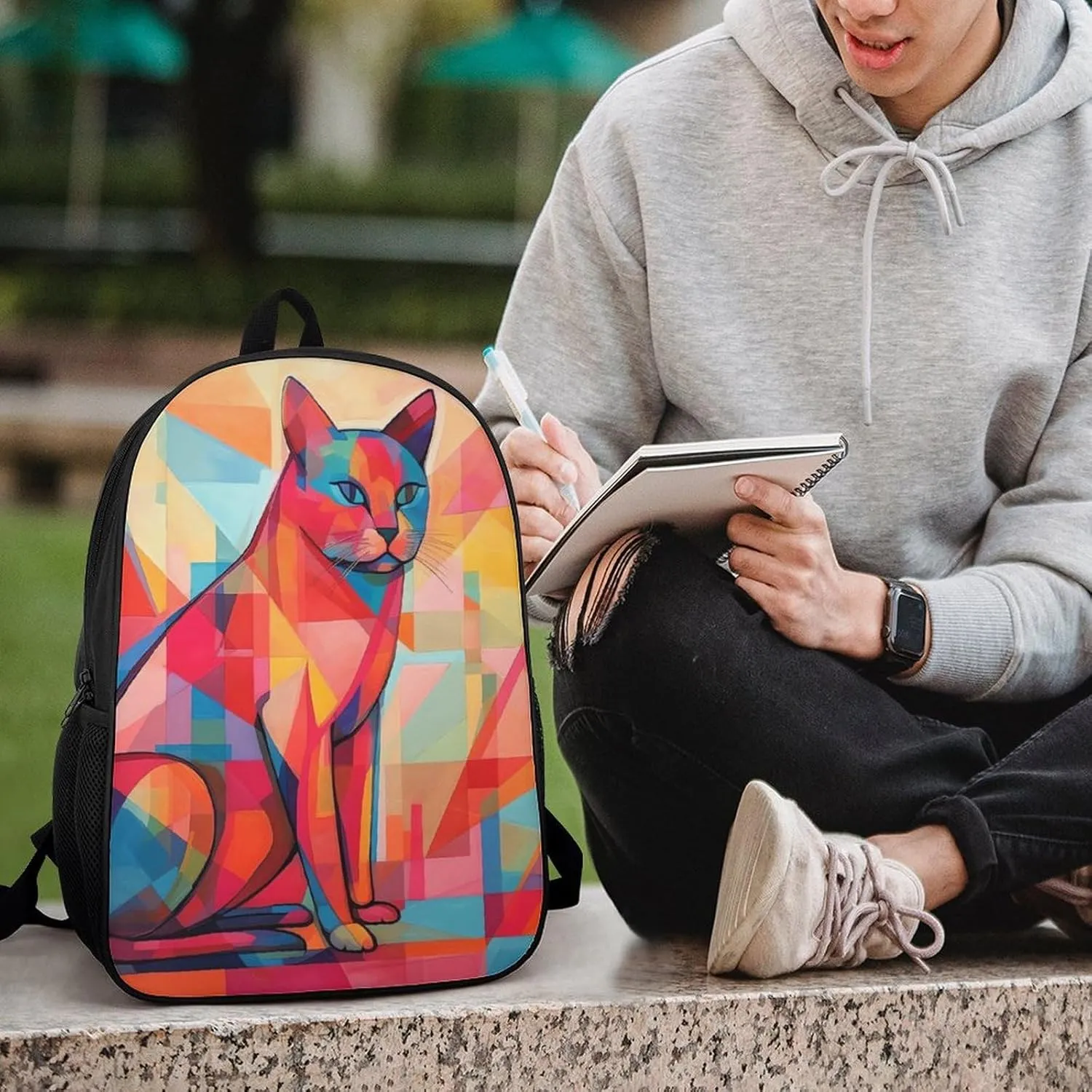 Travel Backpack for Men Women Daypack Mid Century Modern Art Cat Laptop Backpack Computer Bag Business Work Bag for Work