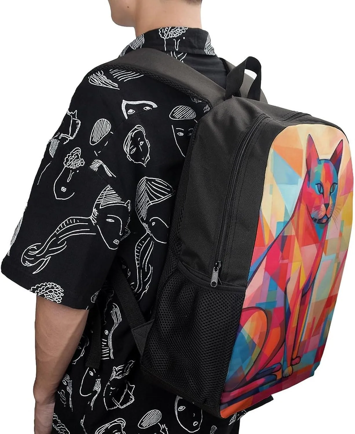 Travel Backpack for Men Women Daypack Mid Century Modern Art Cat Laptop Backpack Computer Bag Business Work Bag for Work