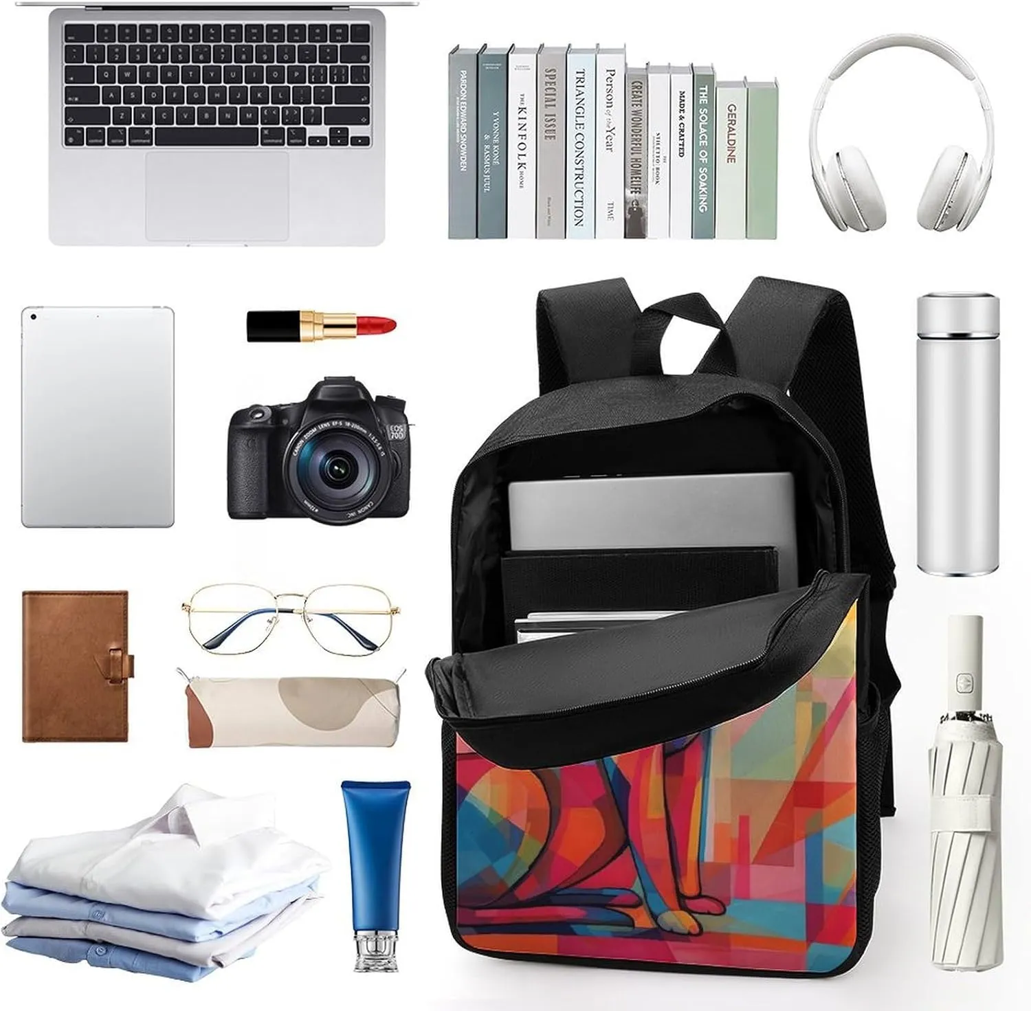 Travel Backpack for Men Women Daypack Mid Century Modern Art Cat Laptop Backpack Computer Bag Business Work Bag for Work