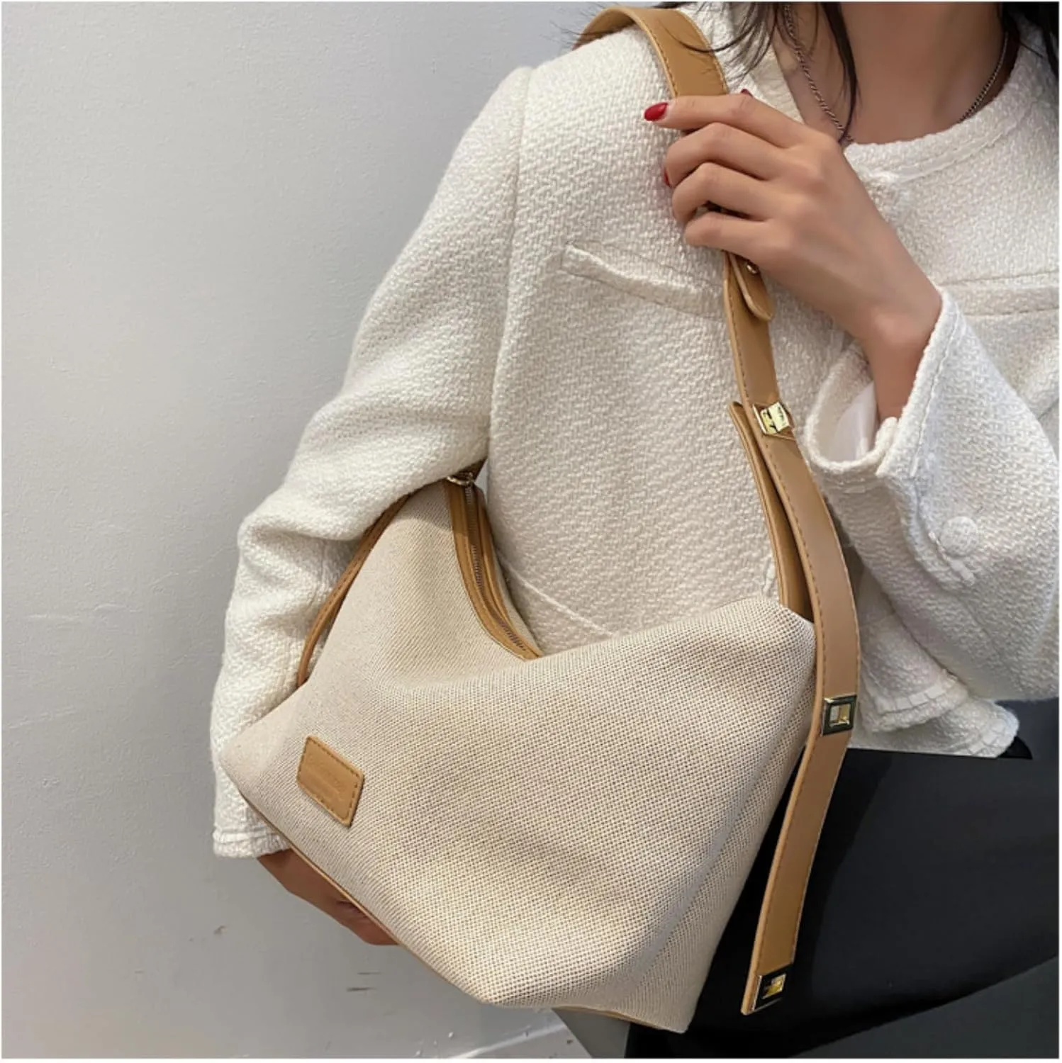 Trendy Women's Large Capacity Canvas Crossbody Bag with Adjustable Strap, Buckle & Zip Design,Festive Gifting