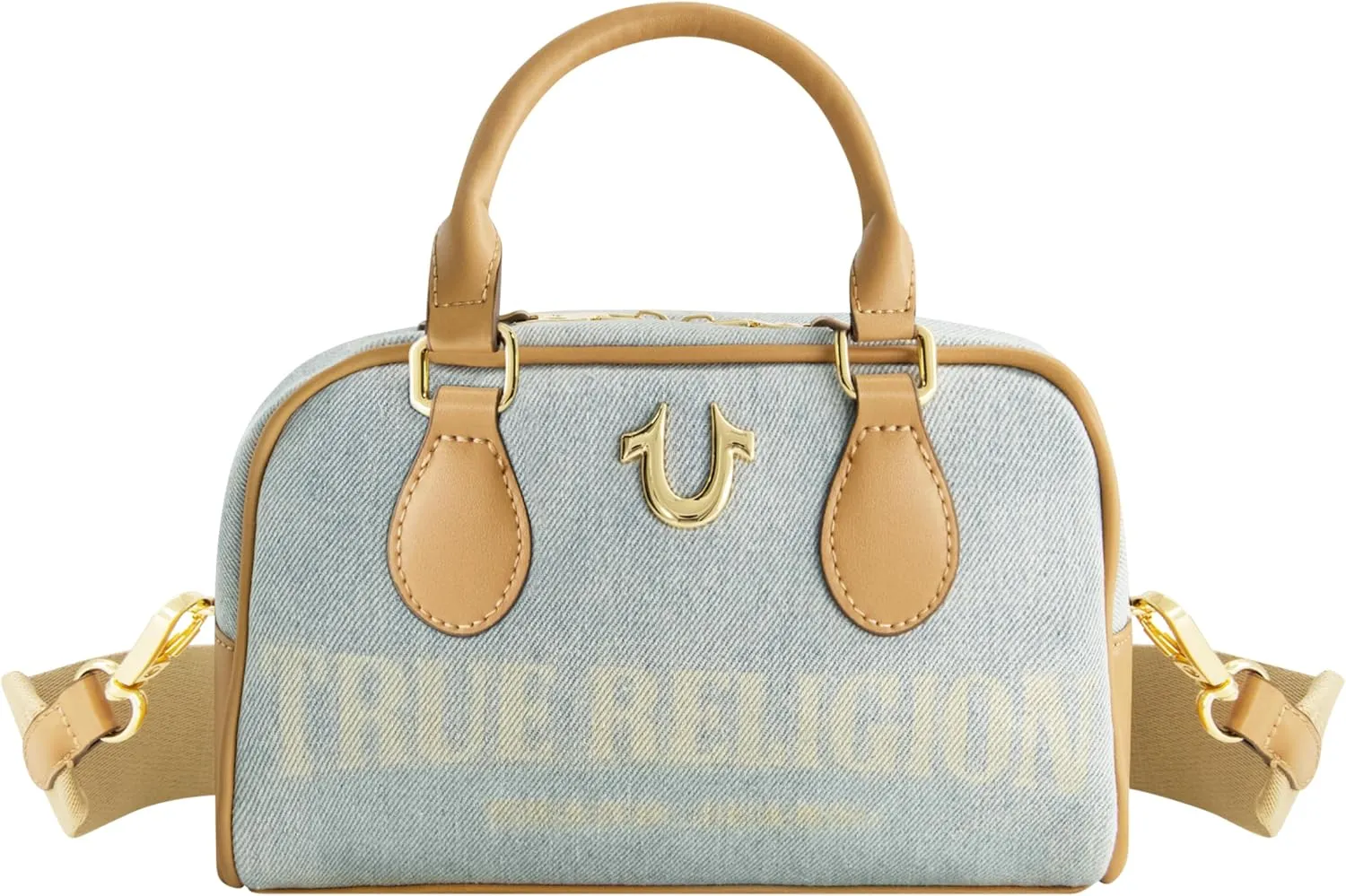 True Religion Satchel Bag, Women's Faux Leather Crossbody Purse with Adjustable Shoulder Strap