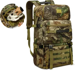 TUGUAN 50/60L Travel Backpack, Camo Laptop Backpack for Men Large Capacity Military Tactical Hiking Backpack with Shoe Compartment Expandable Outdoor Canvas Rucksack for Travel Camping Climbing