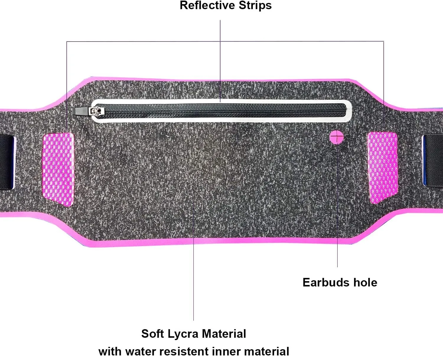 Ultra-thin Water Resistant Running Belt/Fannie Pack for Women and Men, Expandable Phone Belt to Hold Cell Phones, Cards, and Money. Ideal Waist Bag Waist Pack for Travel, Sports and Yoga (Pink)