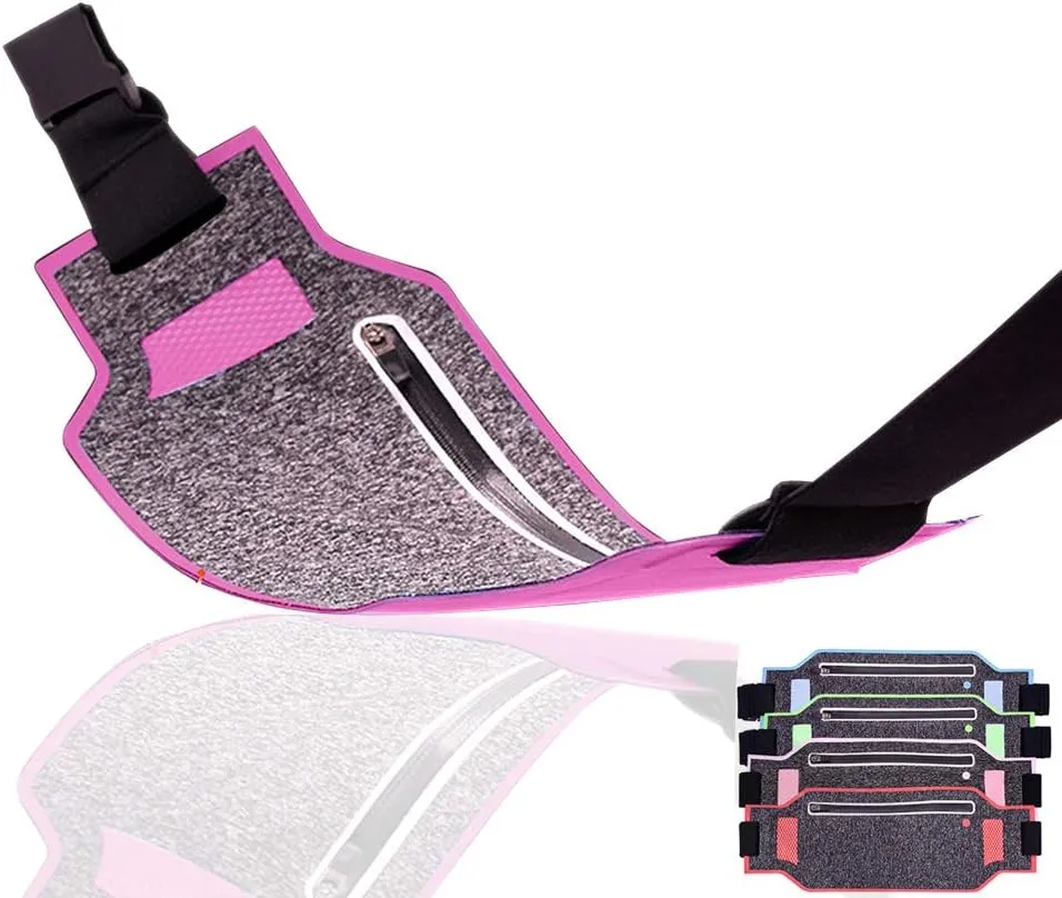 Ultra-thin Water Resistant Running Belt/Fannie Pack for Women and Men, Expandable Phone Belt to Hold Cell Phones, Cards, and Money. Ideal Waist Bag Waist Pack for Travel, Sports and Yoga (Pink)