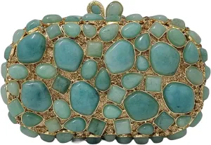 Unique Agate Stones Evening Bags Stone Crystal Clutch Party Handbag Women Glitter Rhinestone Purses Prom