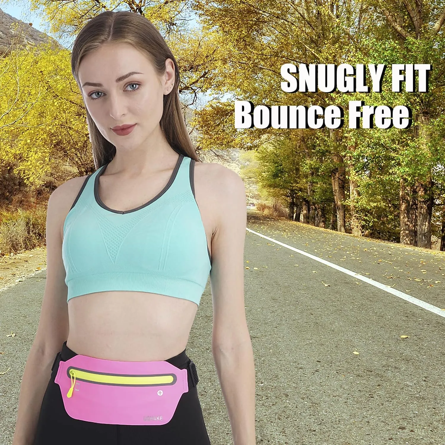 USHAKE Slim Running Belt, Ultra Light Bounce Free Waist Pouch Fitness Workout Belt Sport Waist Pack Exercise Waist Bag for Apple iPhone Samsung in Running Gym Marathon Cycling