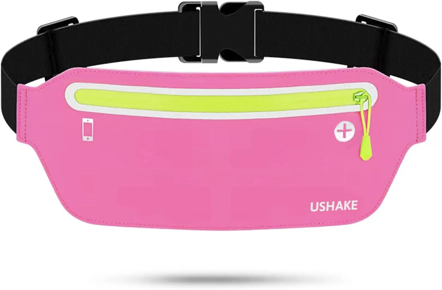 USHAKE Slim Running Belt, Ultra Light Bounce Free Waist Pouch Fitness Workout Belt Sport Waist Pack Exercise Waist Bag for Apple iPhone Samsung in Running Gym Marathon Cycling