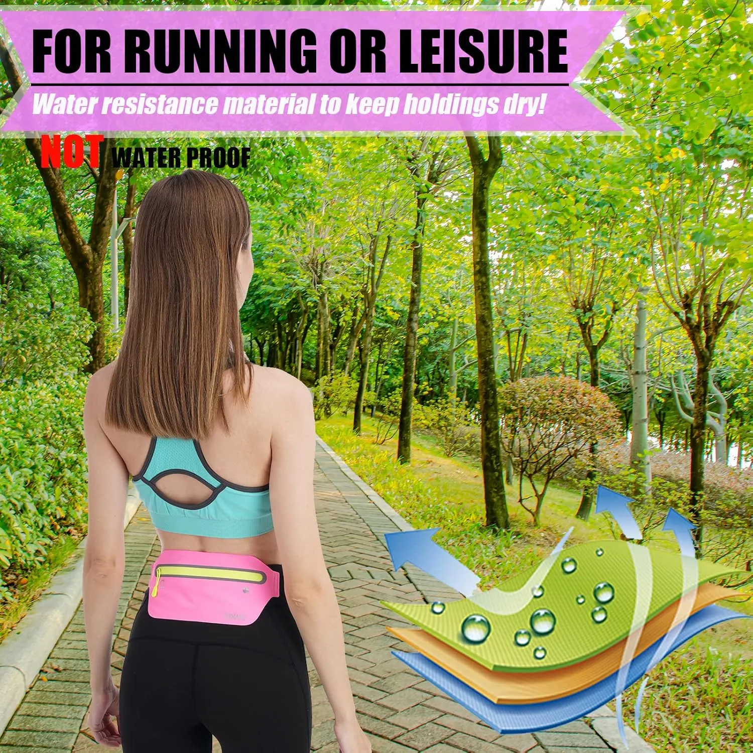 USHAKE Slim Running Belt, Ultra Light Bounce Free Waist Pouch Fitness Workout Belt Sport Waist Pack Exercise Waist Bag for Apple iPhone Samsung in Running Gym Marathon Cycling