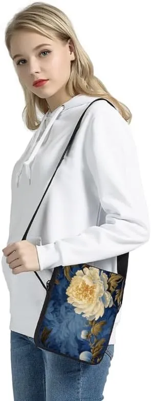 Uskorhein Boho Hawaii Butterfly Cow Small Soft Pebbled Real Leather Crossbody Handbags Purses Zip Premium Sling Crossover