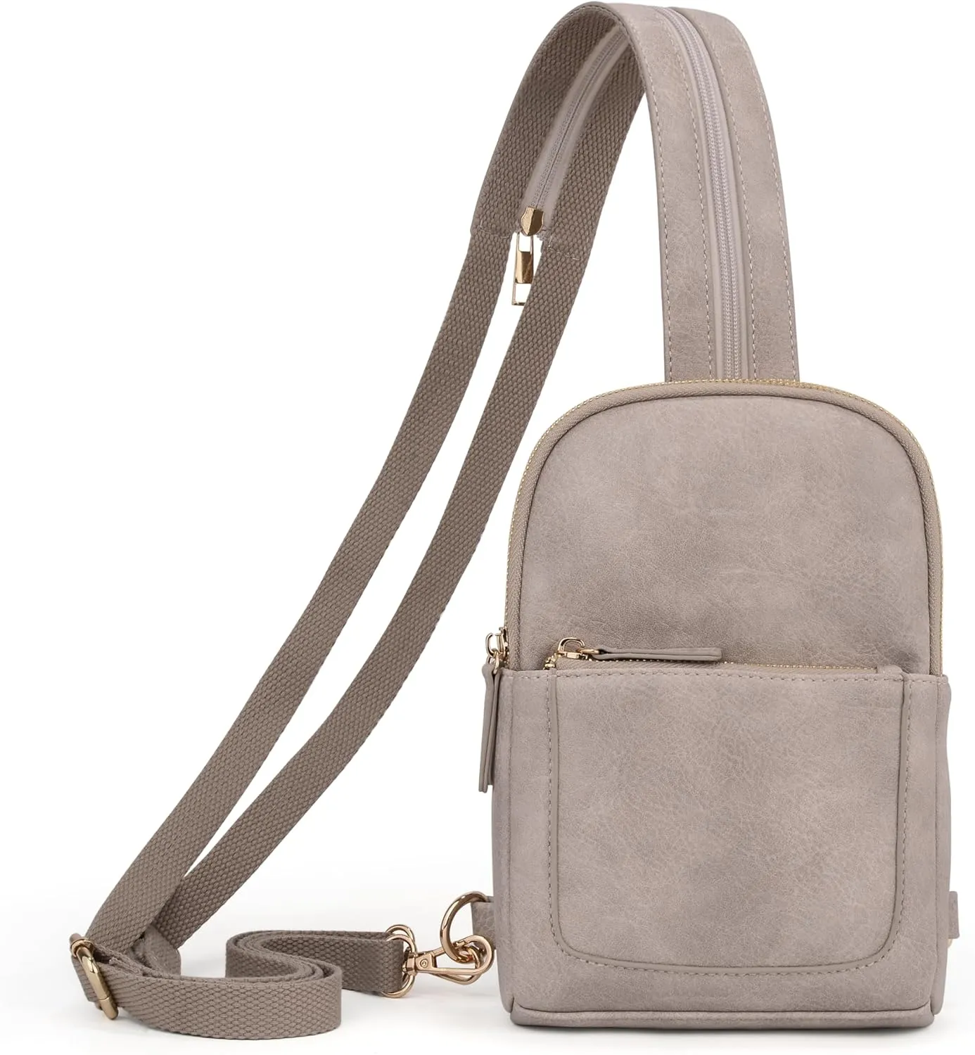 UTO Sling Bag for Women Crossbody Trendy Chest Belt Bag Convertible Backpack Purse with Wide Shoulder Zip Straps