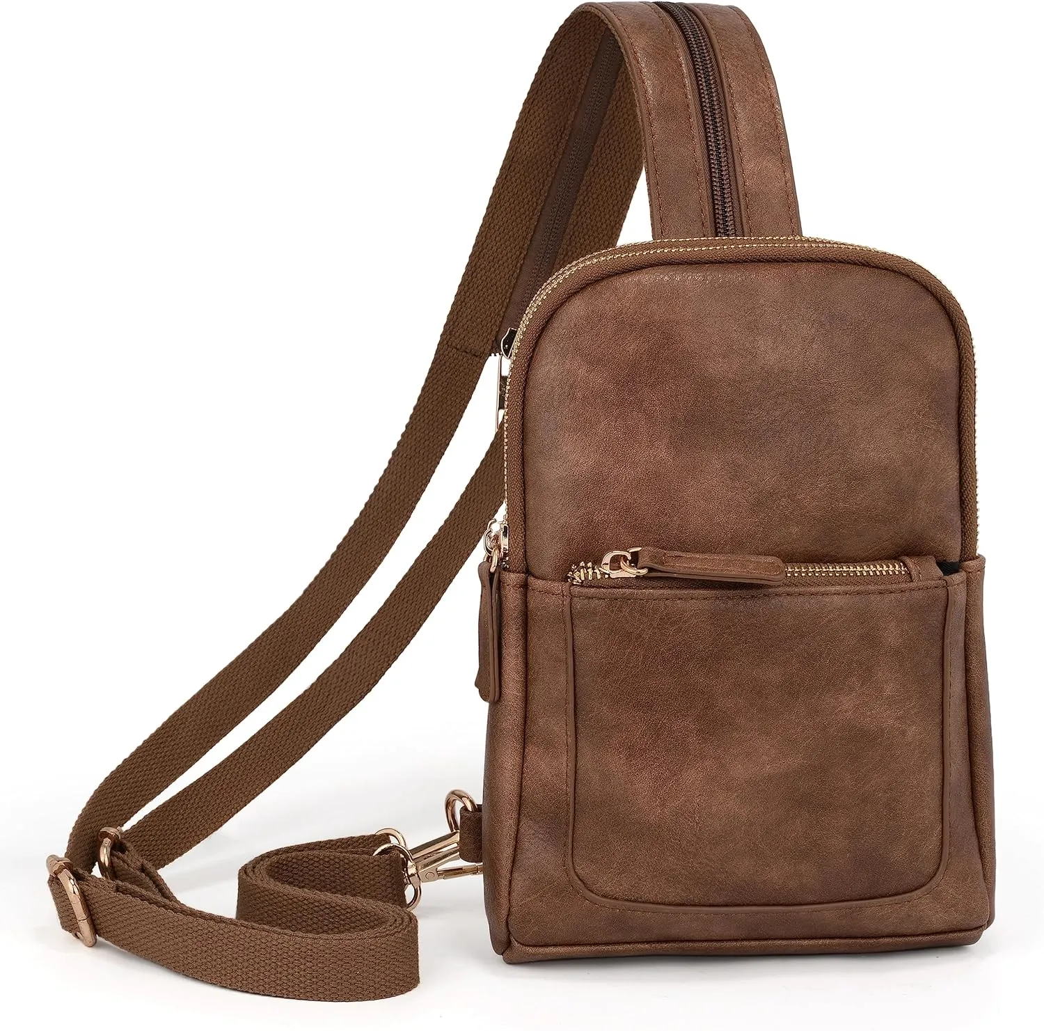 UTO Sling Bag for Women Crossbody Trendy Chest Belt Bag Convertible Backpack Purse with Wide Shoulder Zip Straps