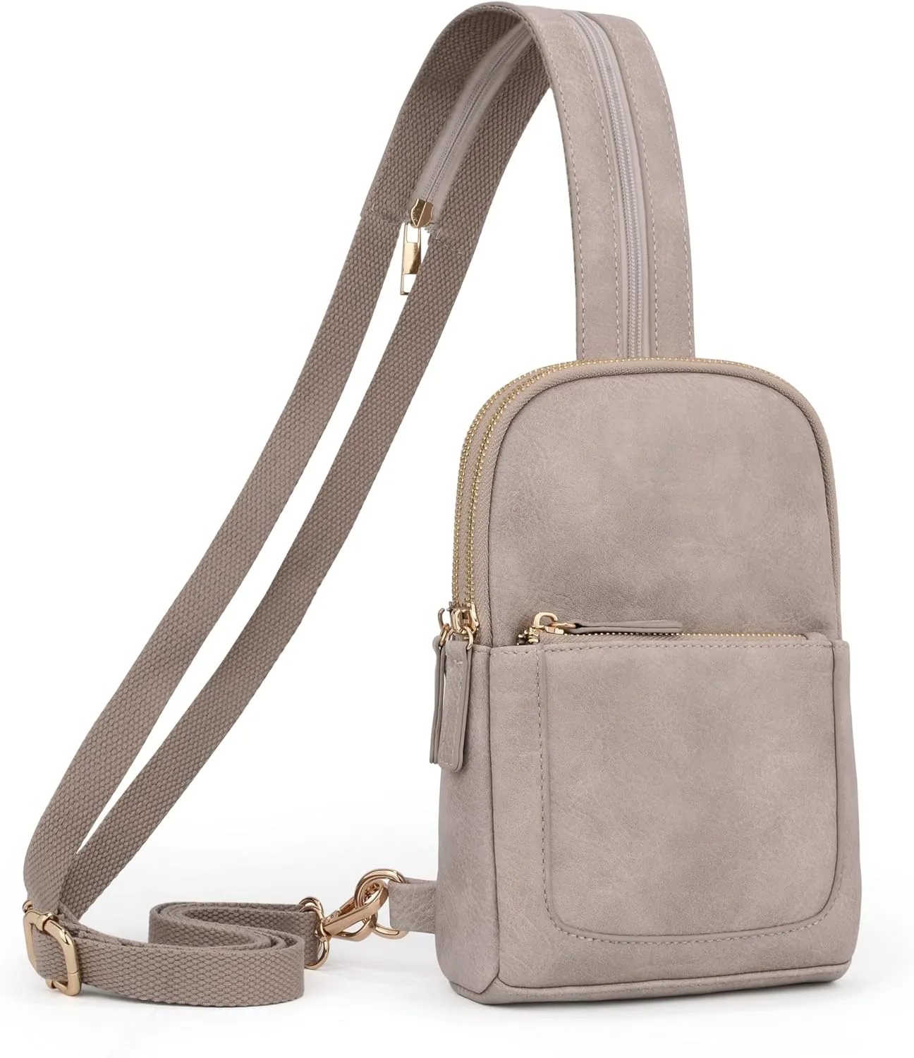 UTO Sling Bag for Women Crossbody Trendy Chest Belt Bag Convertible Backpack Purse with Wide Shoulder Zip Straps
