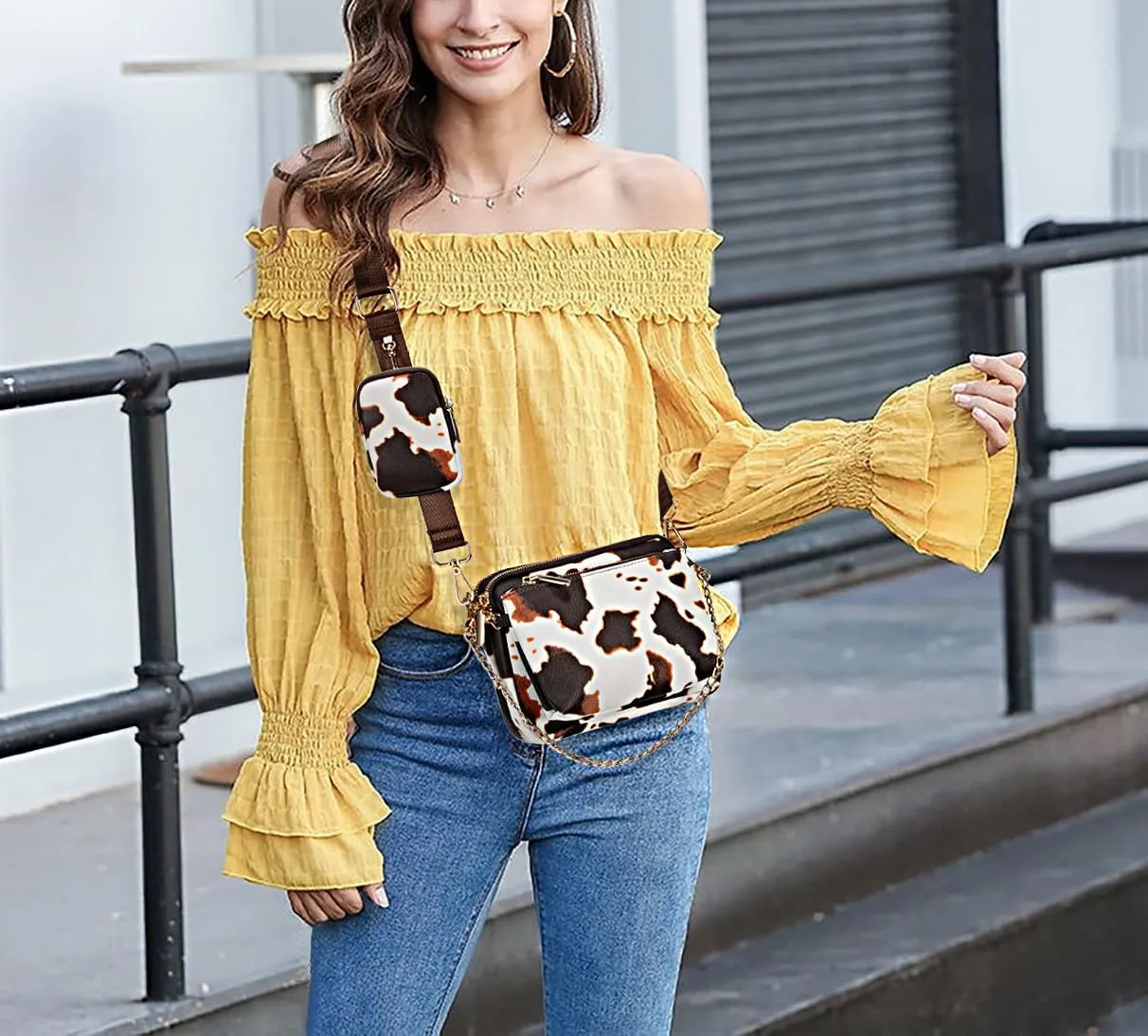 UTO Small Crossbody Bags for Women 3 in 1 Trendy Belt Purse Fashion Designer Mini Cute Sling Fanny Chest Pack