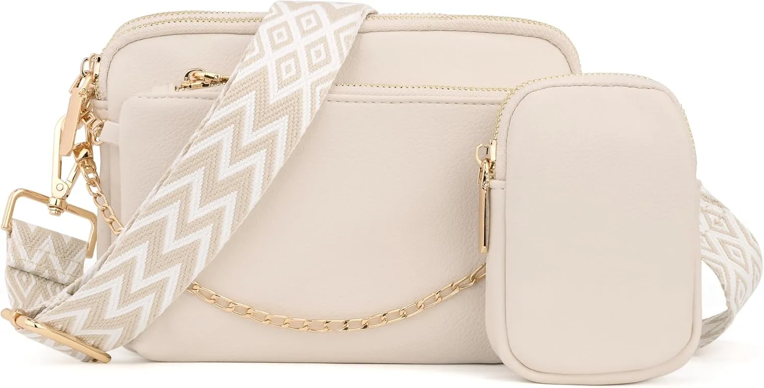 UTO Small Crossbody Bags for Women 3 in 1 Trendy Belt Purse Fashion Designer Mini Cute Sling Fanny Chest Pack