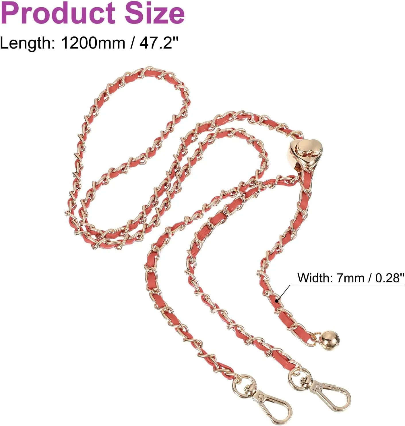 uxcell Adjustable Purse Chain Strap Crossbody Chain Strap Chain Strap for Handbag Shoulder Bag Clutch Wallet