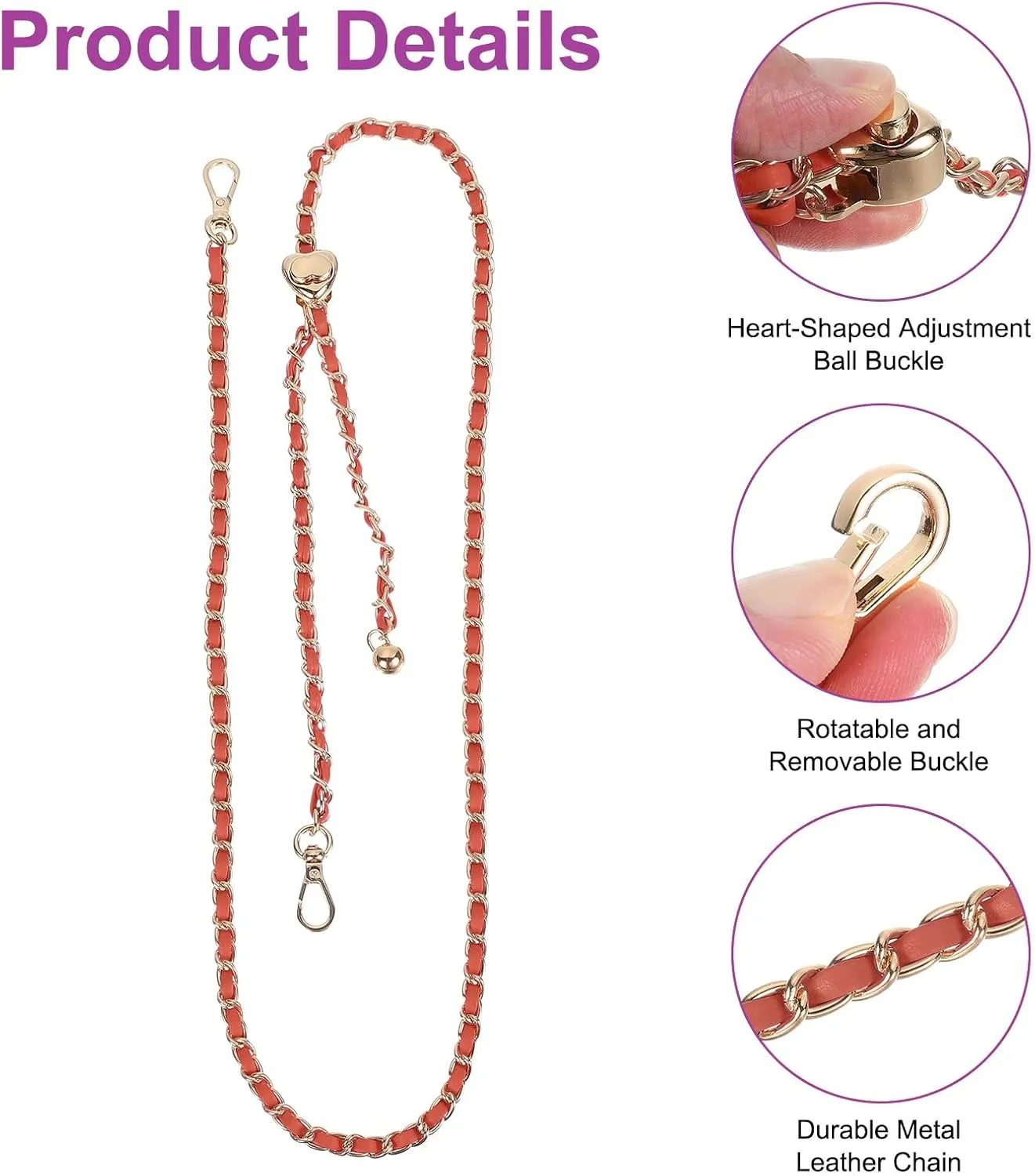 uxcell Adjustable Purse Chain Strap Crossbody Chain Strap Chain Strap for Handbag Shoulder Bag Clutch Wallet