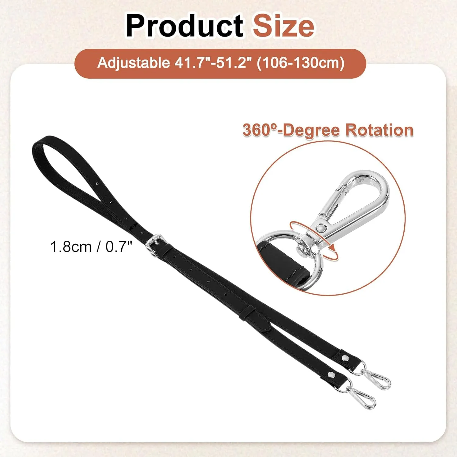 uxcell Genuine Leather Purse Strap, 41.7"-51.2" Adjustable Crossbody Replacement Straps 0.7" Width for Women Handbags Shoulder Bag (Black, Silver Buckle)