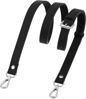 uxcell Genuine Leather Purse Strap, 41.7"-51.2" Adjustable Crossbody Replacement Straps 0.7" Width for Women Handbags Shoulder Bag (Black, Silver Buckle)
