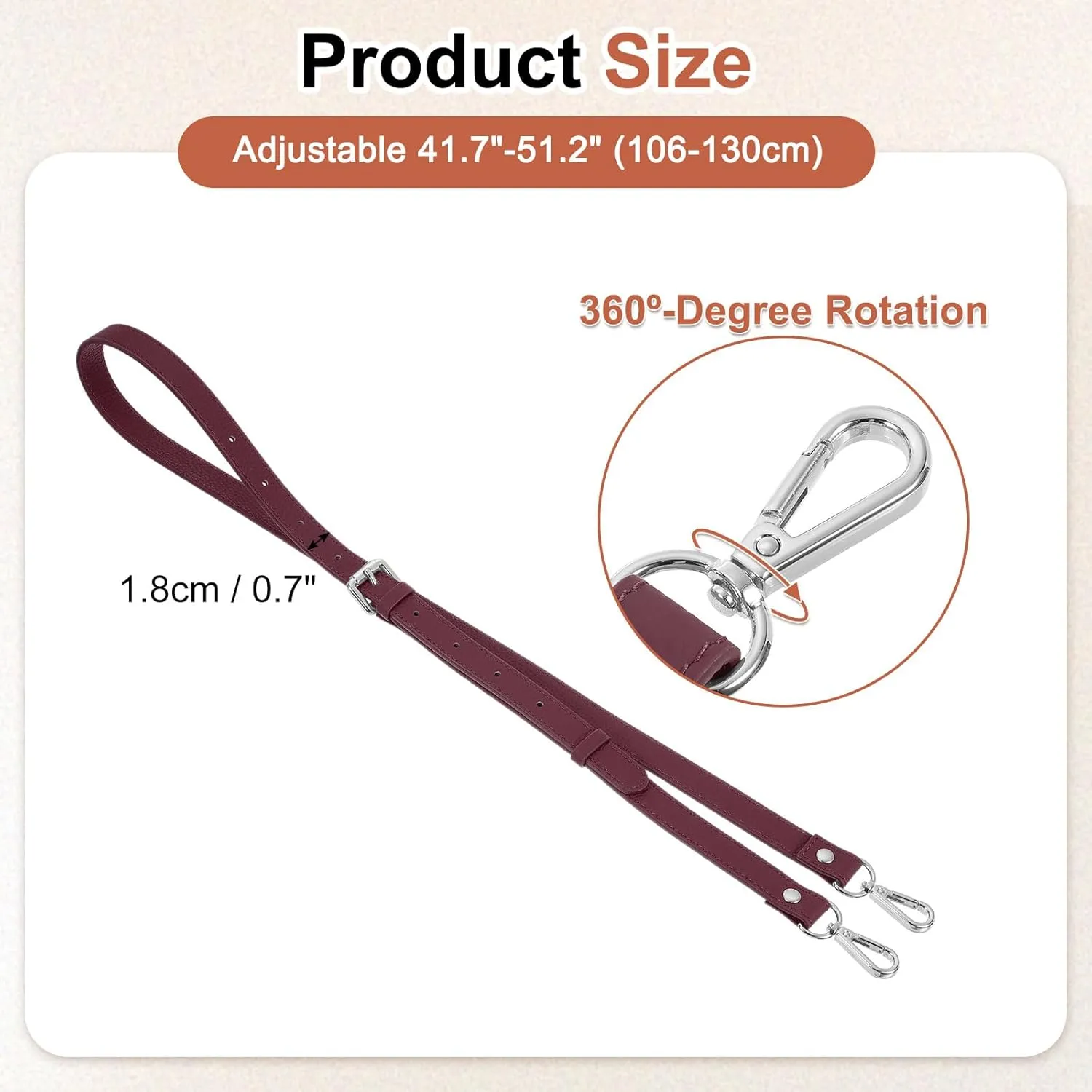 uxcell Genuine Leather Purse Strap, 41.7"-51.2" Adjustable Crossbody Replacement Straps 0.7" Width for Women Handbags Shoulder Bag (Burgundy, Silver Buckle)