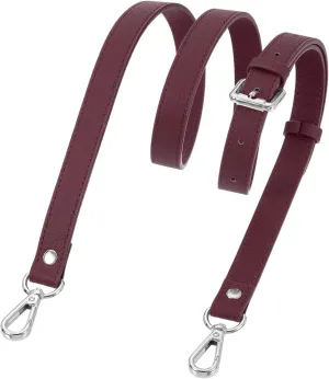 uxcell Genuine Leather Purse Strap, 41.7"-51.2" Adjustable Crossbody Replacement Straps 0.7" Width for Women Handbags Shoulder Bag (Burgundy, Silver Buckle)