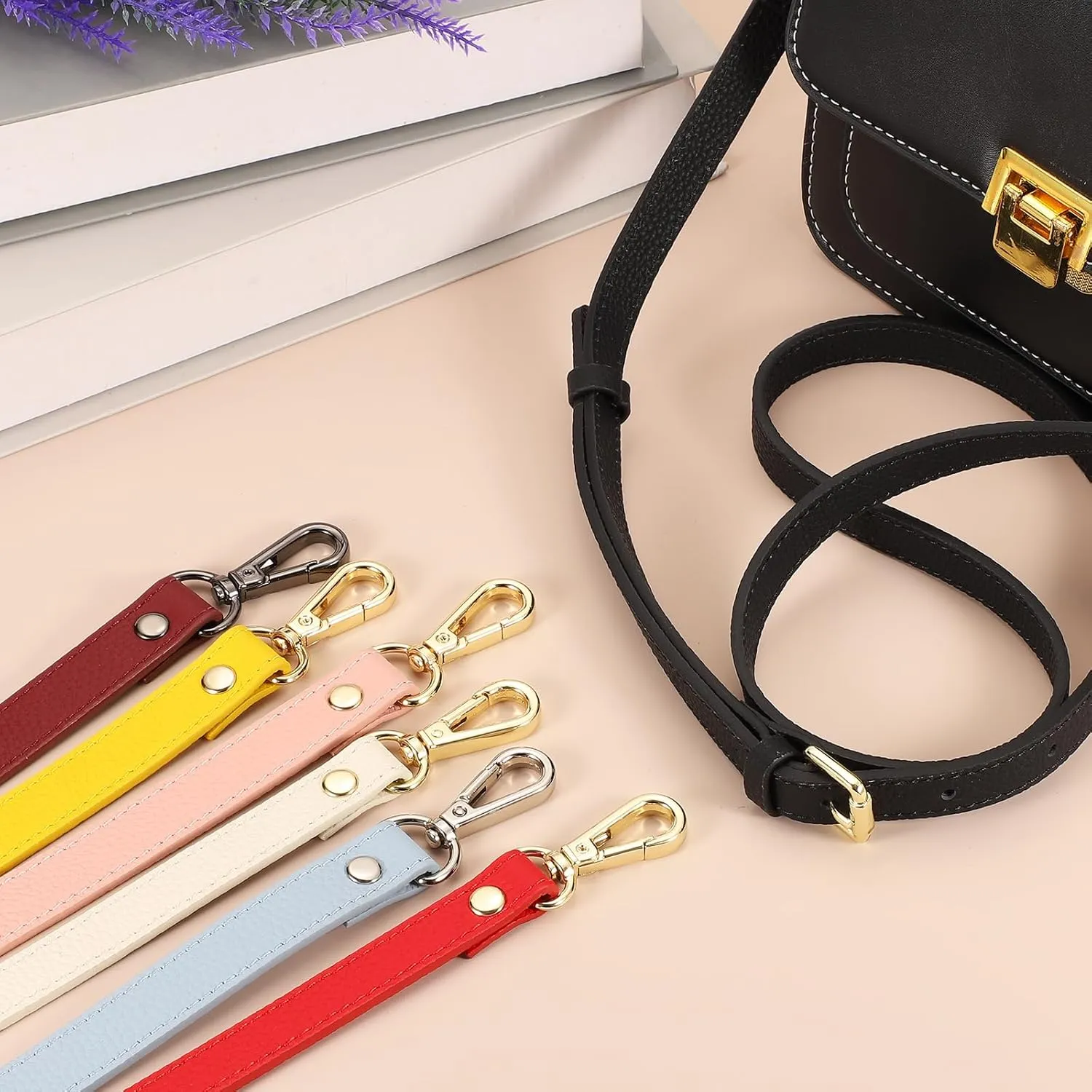 uxcell Genuine Leather Purse Strap, 41.7"-51.2" Adjustable Crossbody Replacement Straps 0.7" Width for Women Handbags Shoulder Bag (Burgundy, Silver Buckle)