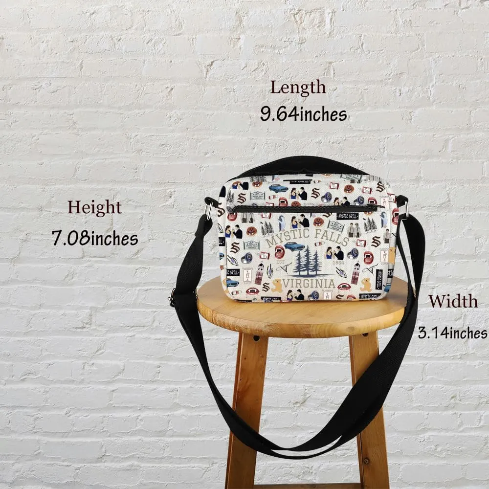 Vampire TV Show Inspired Crossbody Purse Bag TVD Enthusiasts Carry-on Bag Vampire Gift Mystic Falls Virginia Est 01864 Gift