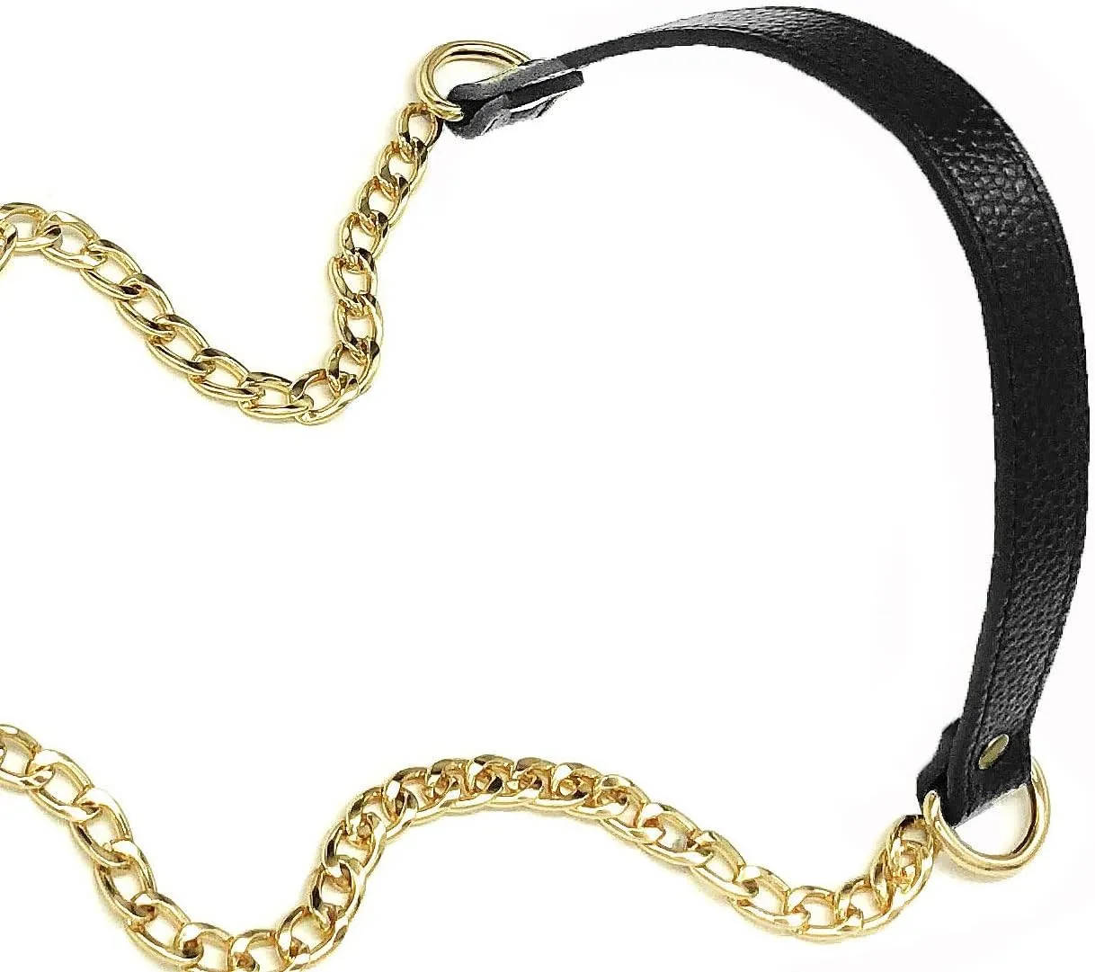 VanEnjoy 18MM Replacement Chain & Genuine Leather Shoulder Crossbody Straps for Handbags Purse Bags (Black)