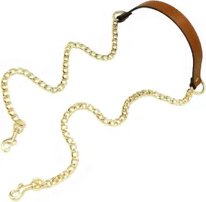 VanEnjoy 18MM Replacement Chain & Genuine Leather Shoulder Crossbody Straps for Handbags Purse Bags -Extended Version(Brown)