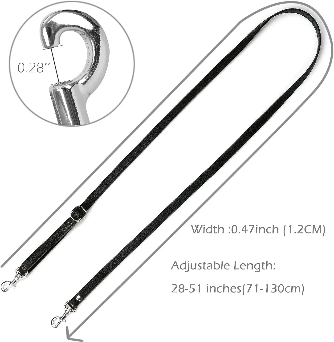VanEnjoy Adjustable Genuine Leather Crossbody Straps Replacement - Width 1/2“, Length 25”-51”