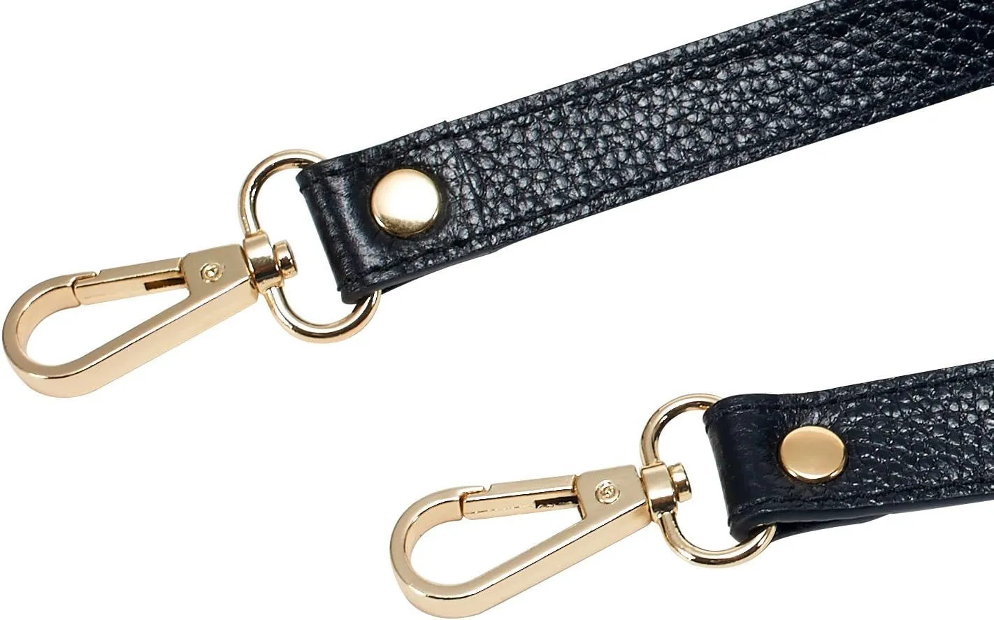 VanEnjoy Full Grain Leather Replacement Strap Shoulder Bag Purse, 0.98 inch Width Gold Hardware(Black)
