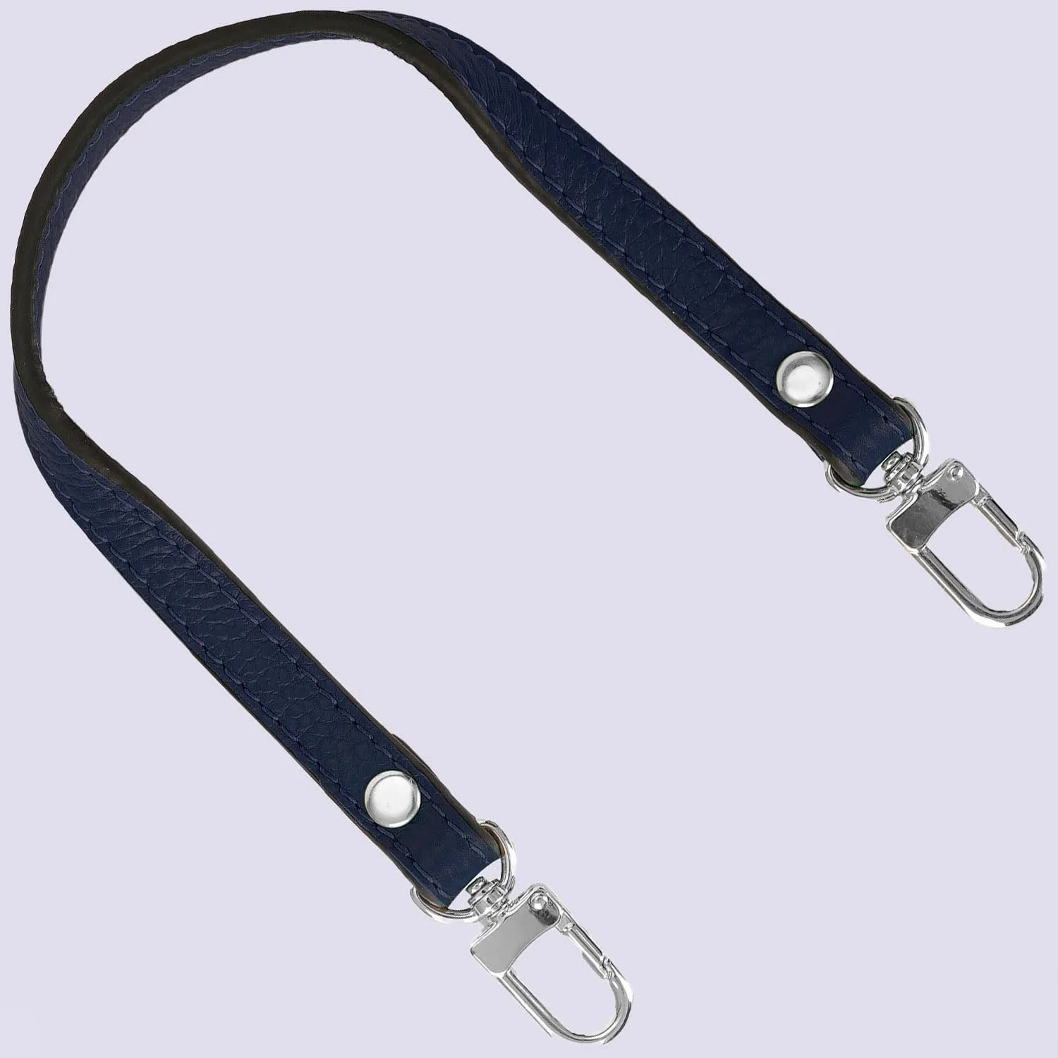 VanEnjoy Full Grain Leather Shoulder Strap Replacement with 2 Square Locks -Extended Version (Navy-Silver Lock)