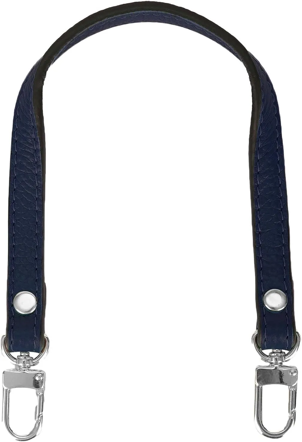 VanEnjoy Full Grain Leather Shoulder Strap Replacement with 2 Square Locks -Extended Version (Navy-Silver Lock)