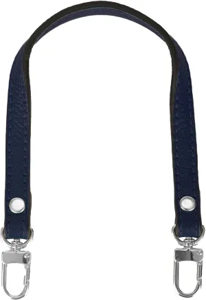 VanEnjoy Full Grain Leather Shoulder Strap Replacement with 2 Square Locks -Extended Version (Navy-Silver Lock)