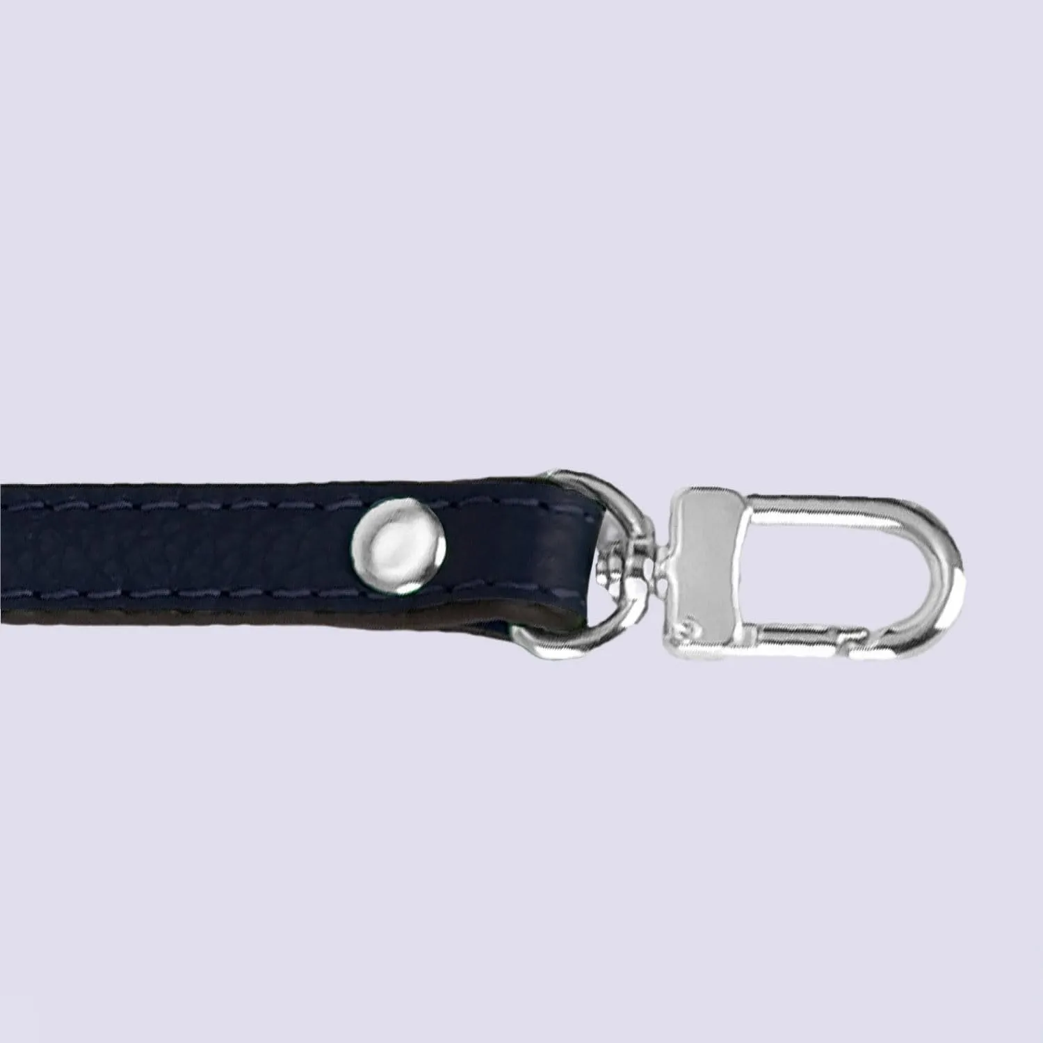 VanEnjoy Full Grain Leather Shoulder Strap Replacement with 2 Square Locks -Extended Version (Navy-Silver Lock)