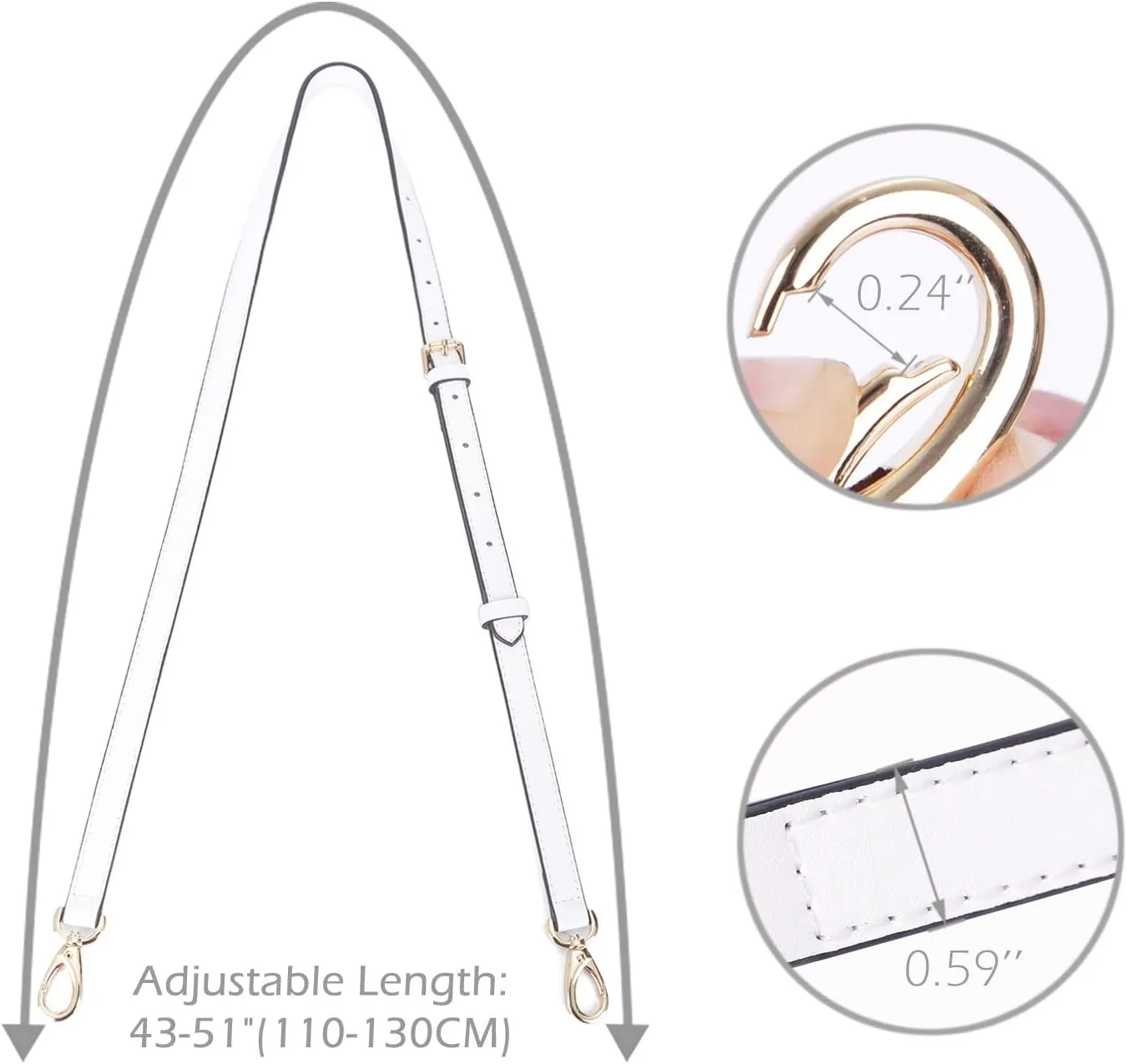 VanEnjoy Genuine Leather Adjustable Purse Strap Replacement for Cross Body Bag Handbag - 3/5 inch Wide,51 inches Long