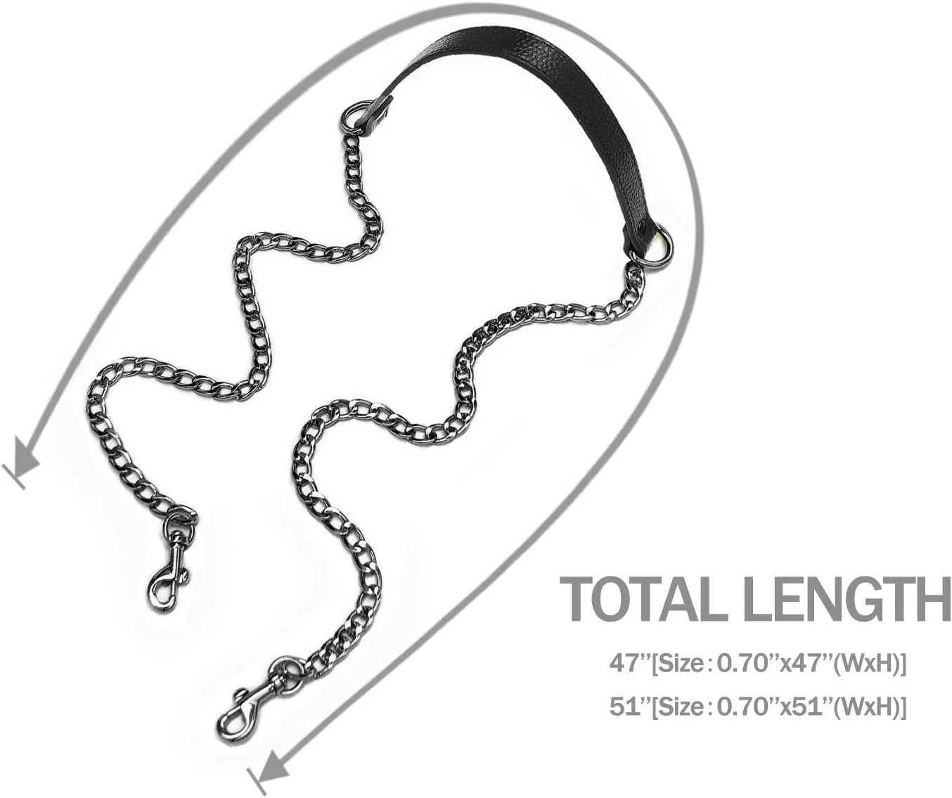 VanEnjoy Replacement Chain & Genuine Leather Shoulder Crossbody Strap (Black- grey Buckles)