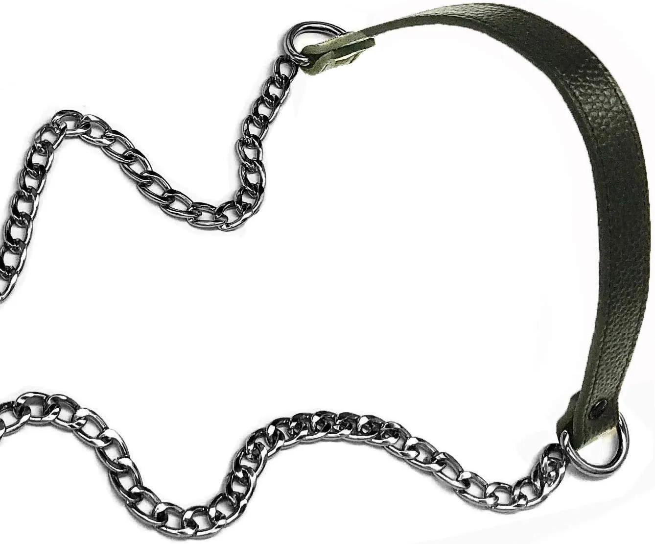 VanEnjoy Replacement Chain & Genuine Leather Shoulder Crossbody Strap (Black- grey Buckles)