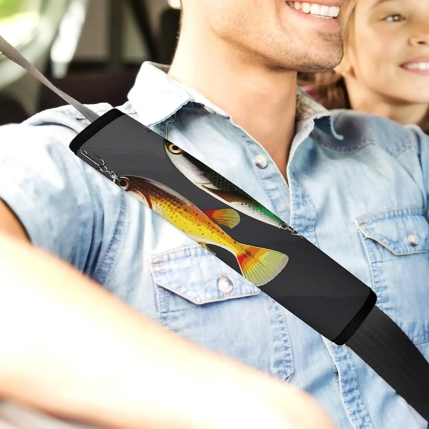 Various Type of Fishing Baits Auto Seat Belt Cover 2PCS Universal Car Seat Belt Shoulder Protector Pad, Protect Your Shoulders and Neck for Car Seat Belt, Shoulder Bag, Backpack