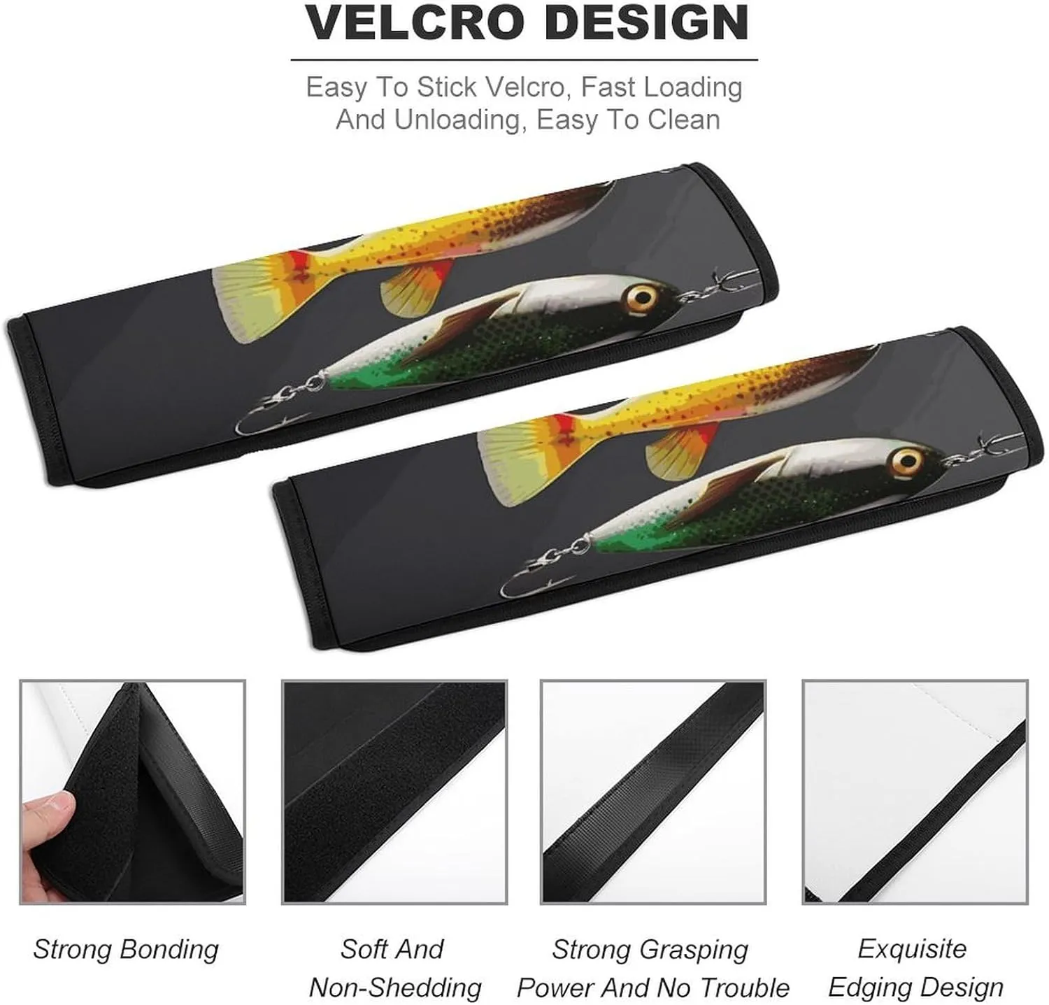 Various Type of Fishing Baits Auto Seat Belt Cover 2PCS Universal Car Seat Belt Shoulder Protector Pad, Protect Your Shoulders and Neck for Car Seat Belt, Shoulder Bag, Backpack