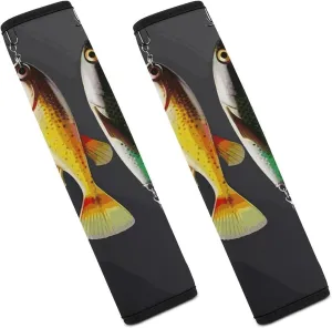 Various Type of Fishing Baits Auto Seat Belt Cover 2PCS Universal Car Seat Belt Shoulder Protector Pad, Protect Your Shoulders and Neck for Car Seat Belt, Shoulder Bag, Backpack