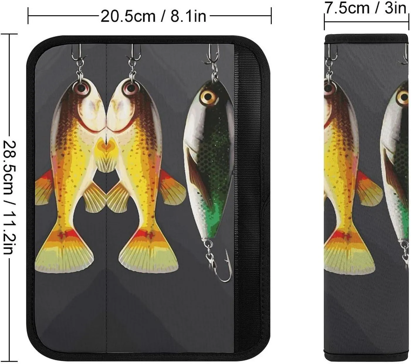 Various Type of Fishing Baits Auto Seat Belt Cover 2PCS Universal Car Seat Belt Shoulder Protector Pad, Protect Your Shoulders and Neck for Car Seat Belt, Shoulder Bag, Backpack