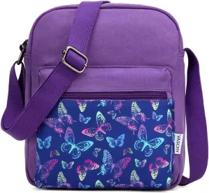 VASCHY Messenger Bag for Girls, Lightweight Canvas Crossbody Bag Purse for Teen Girls Women Fits Water Bottle