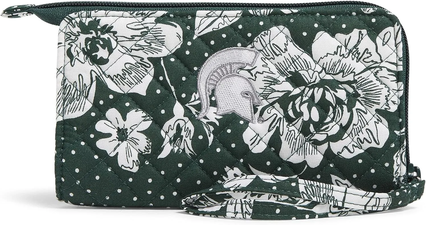 Vera Bradley Women's Cotton Collegiate Front Zip Wristlet with RFID Protection (Multiple Teams Available)