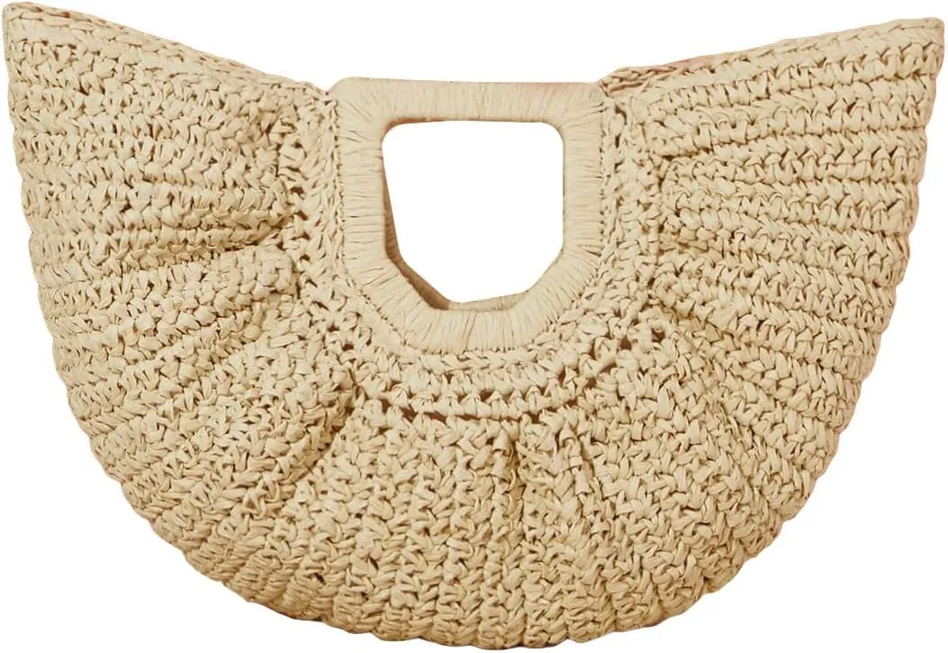 Verdusa Women's Straw Top Handle Handbags Woven Clutches Tote Bag Purses