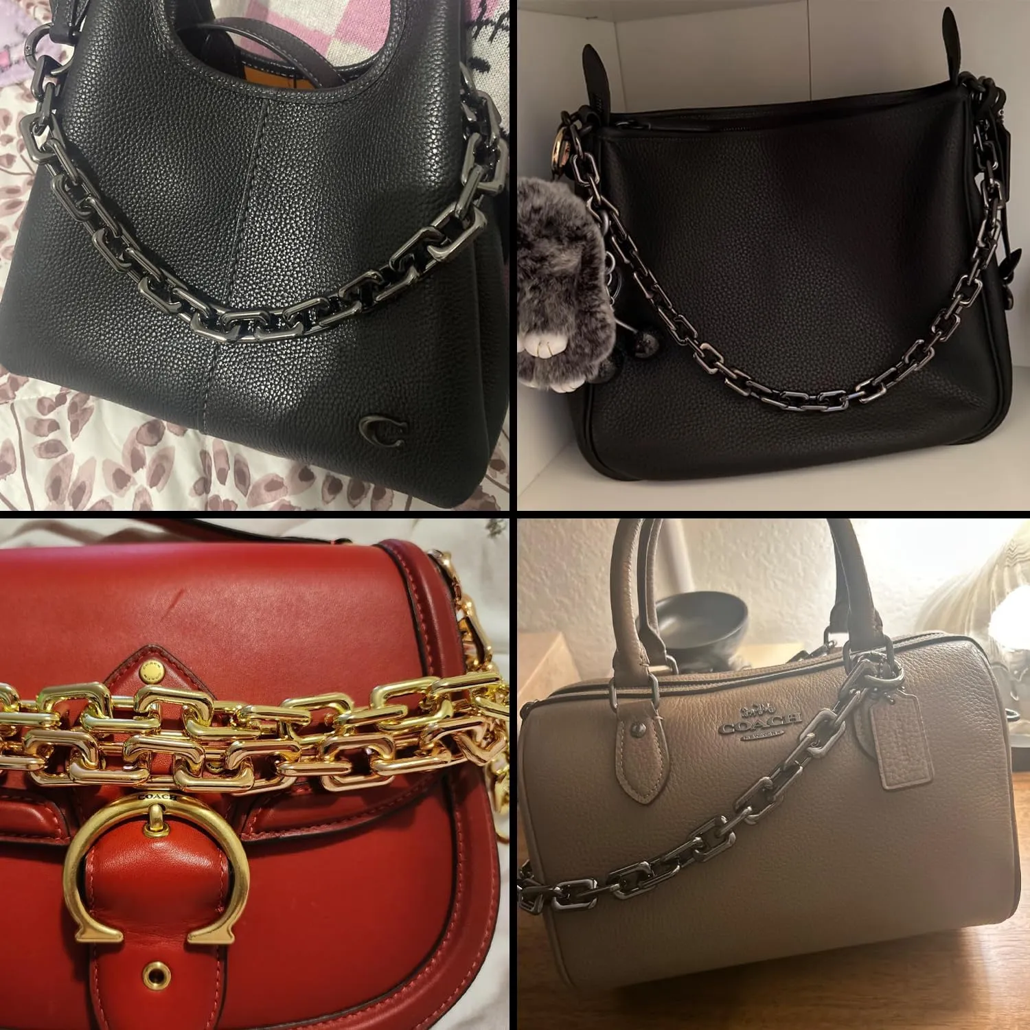 VersaKits Heavy Chunky Link Chain Strap Purse Handbag Top Handle Shoulder Straps Accessories Decoration Chain Strap Extender Charms Replacement(23.62'' Metallic Black)