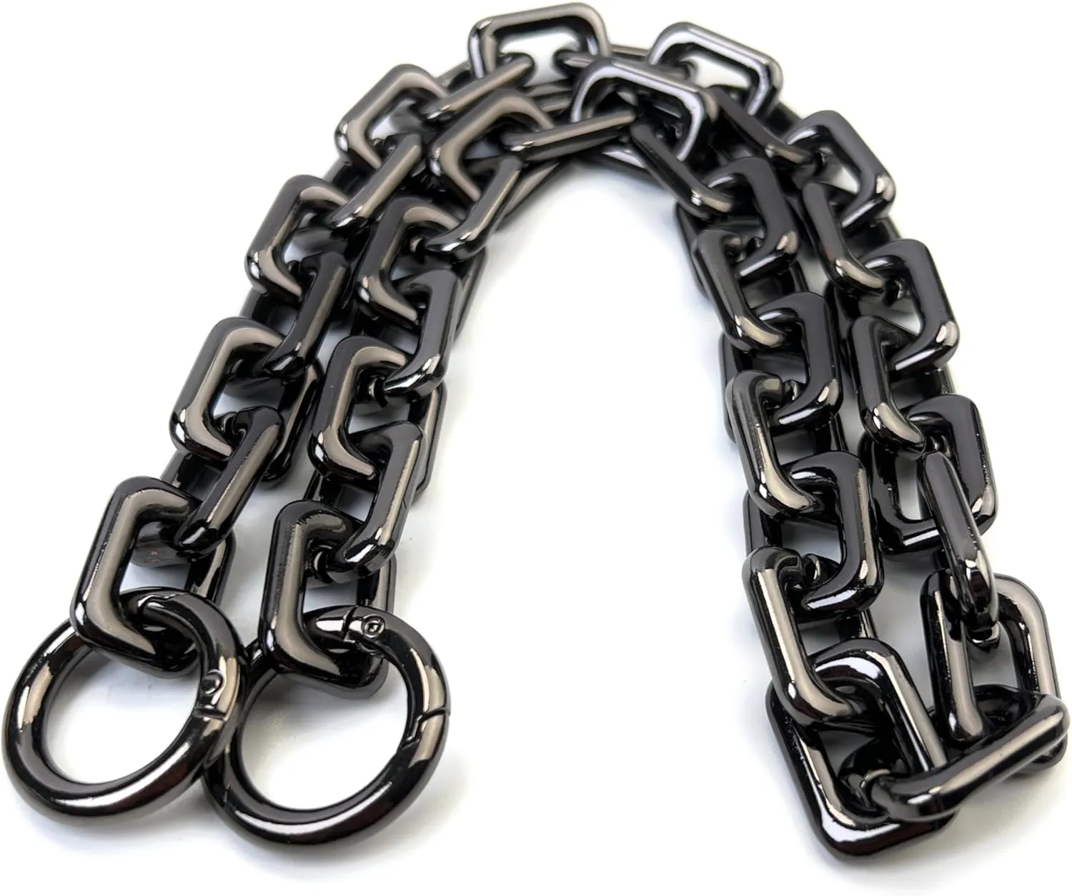 VersaKits Heavy Chunky Link Chain Strap Purse Handbag Top Handle Shoulder Straps Accessories Decoration Chain Strap Extender Charms Replacement(23.62'' Metallic Black)