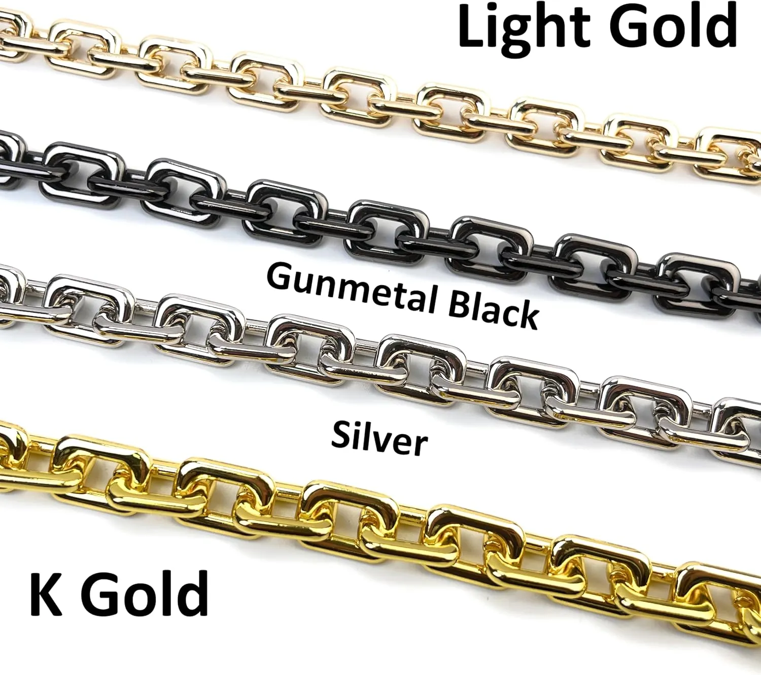 VersaKits Heavy Chunky Link Chain Strap Purse Handbag Top Handle Shoulder Straps Accessories Decoration Chain Strap Extender Charms Replacement(23.62'' Metallic Black)