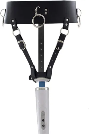 Vibrator Leather Constrained Forced Strap - Electric Waistband Harness Fixed Tie Belt Holder(Wand Or Vibrator Not Included)